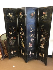 Asian Folding Screen with Jade