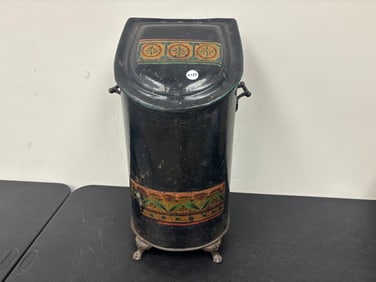 Antique Tole Decorated Coal Scuttle