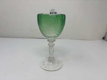 Uranium Glass Etched Goblet
