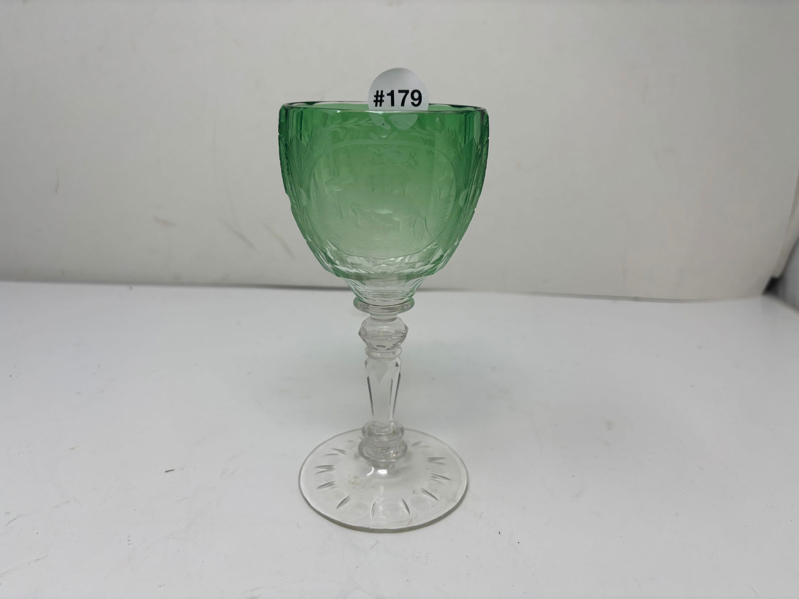 Uranium Glass Etched Goblet (1 of 5)