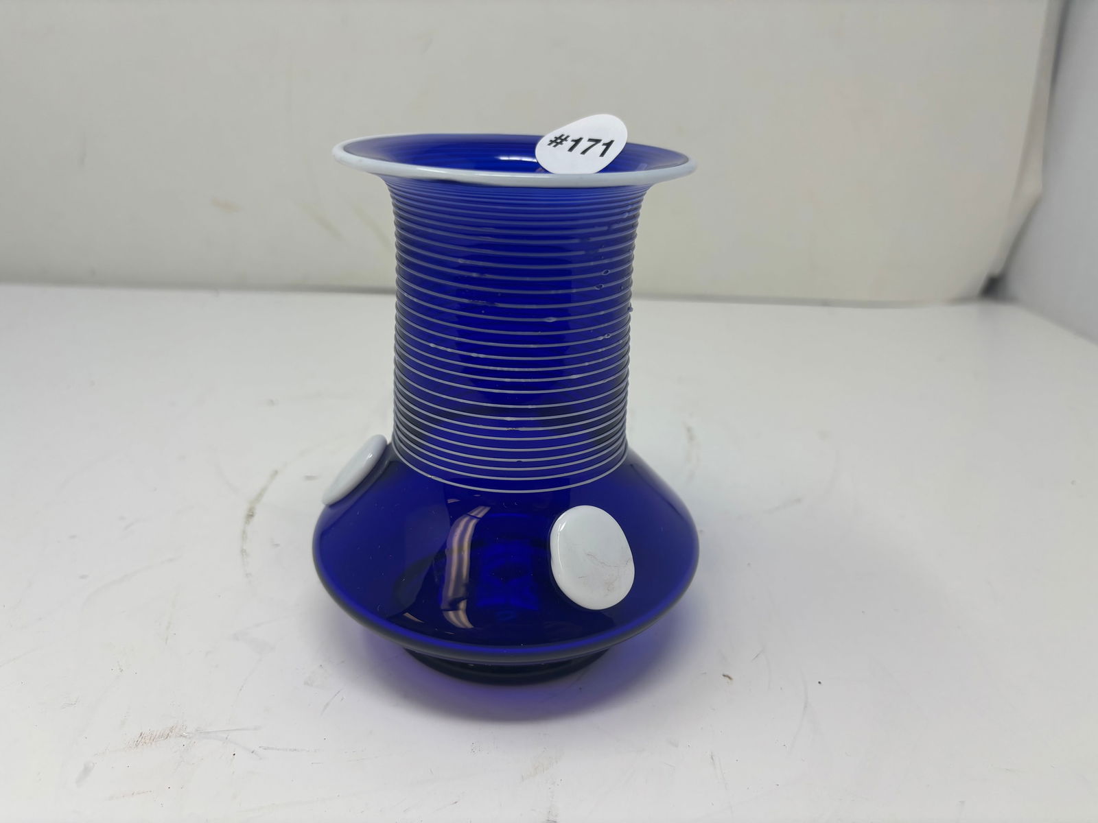 Cobalt Bohemian Vase w/ Prunts (1 of 3)