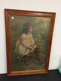 Antique Litho of Young Girl