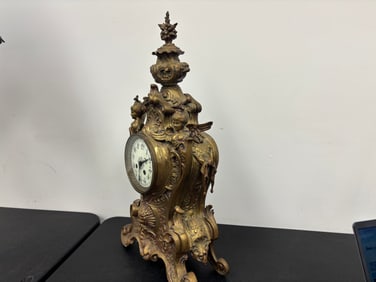AD Mougin French Bronze Figural Clock