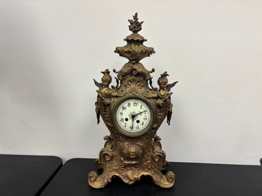 AD Mougin French Bronze Figural Clock