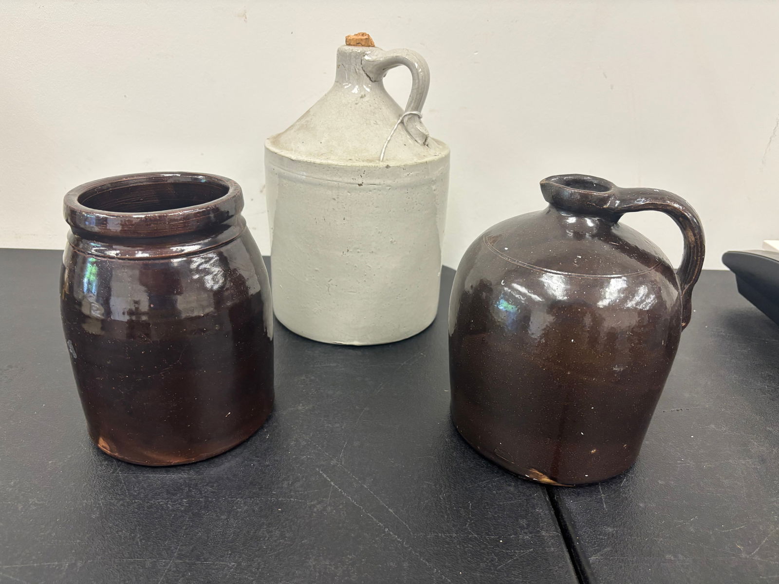 (3) Pcs Stoneware: largest 13"H.