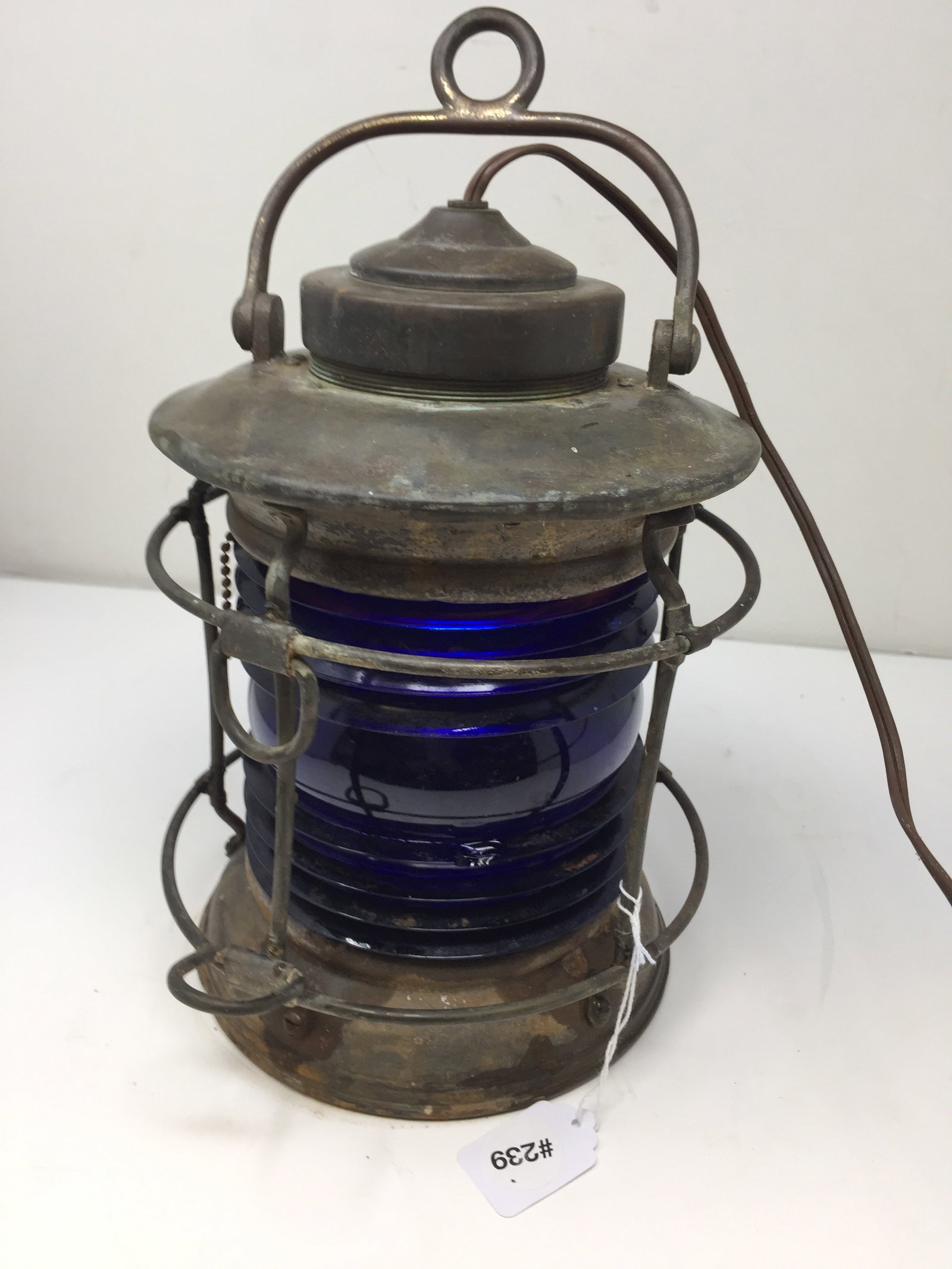 Antique Ship's Lamp: 13" x 8", electrified