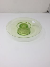 Vaseline Glass Pedestal Cake Stand