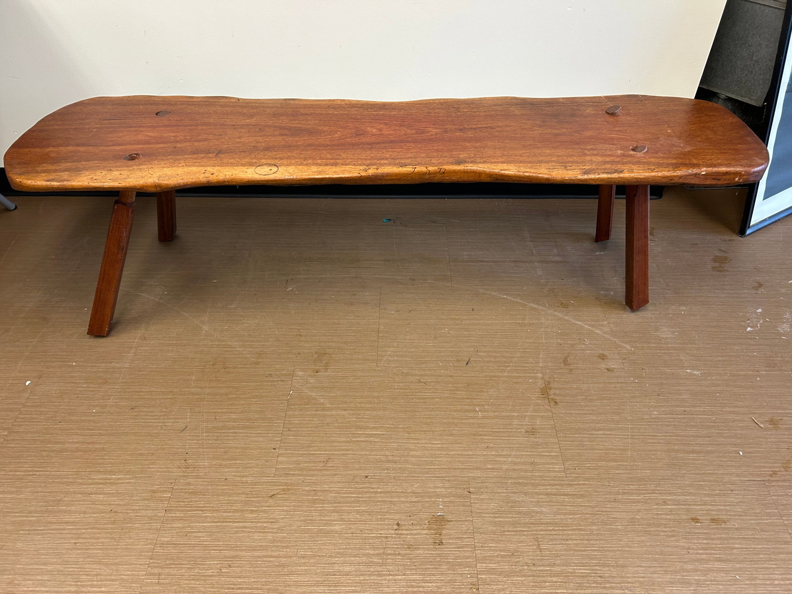 Antique Butchers Bench: 18" x 70" x 20", solid cherry top