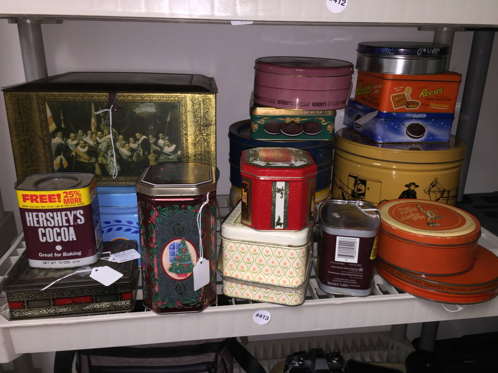 Advertising Tins: Includes vintage cookie and other advertising tins.