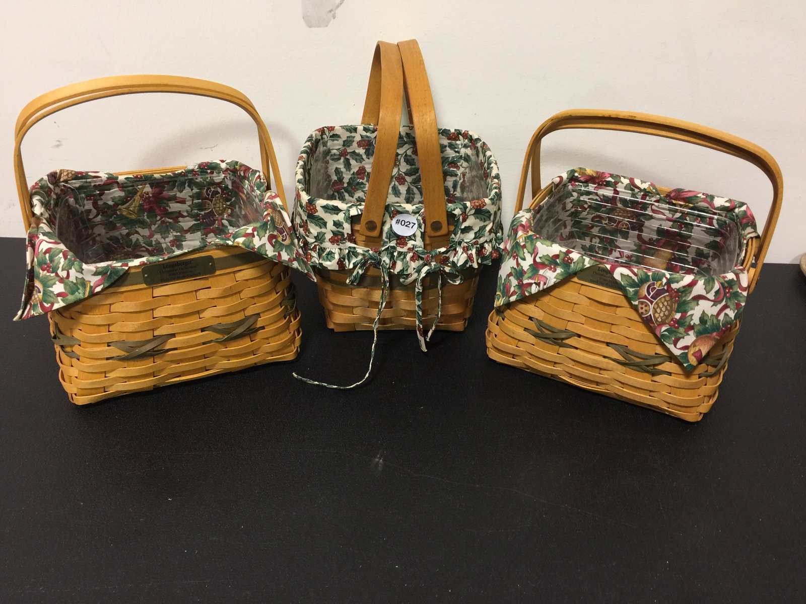 3 Longaberger Baskets: Largest 9" H.