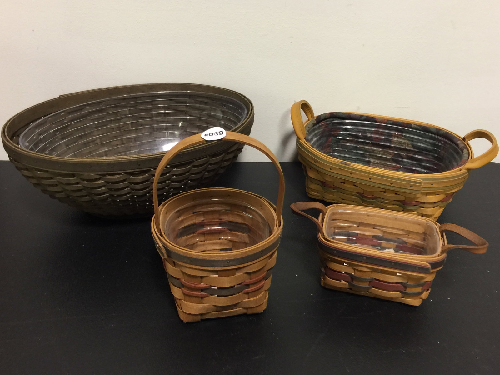 4 Longaberger Baskets: Largest 14" W
