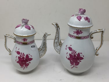 (2) Herend Chinese Bouquet Teapots
