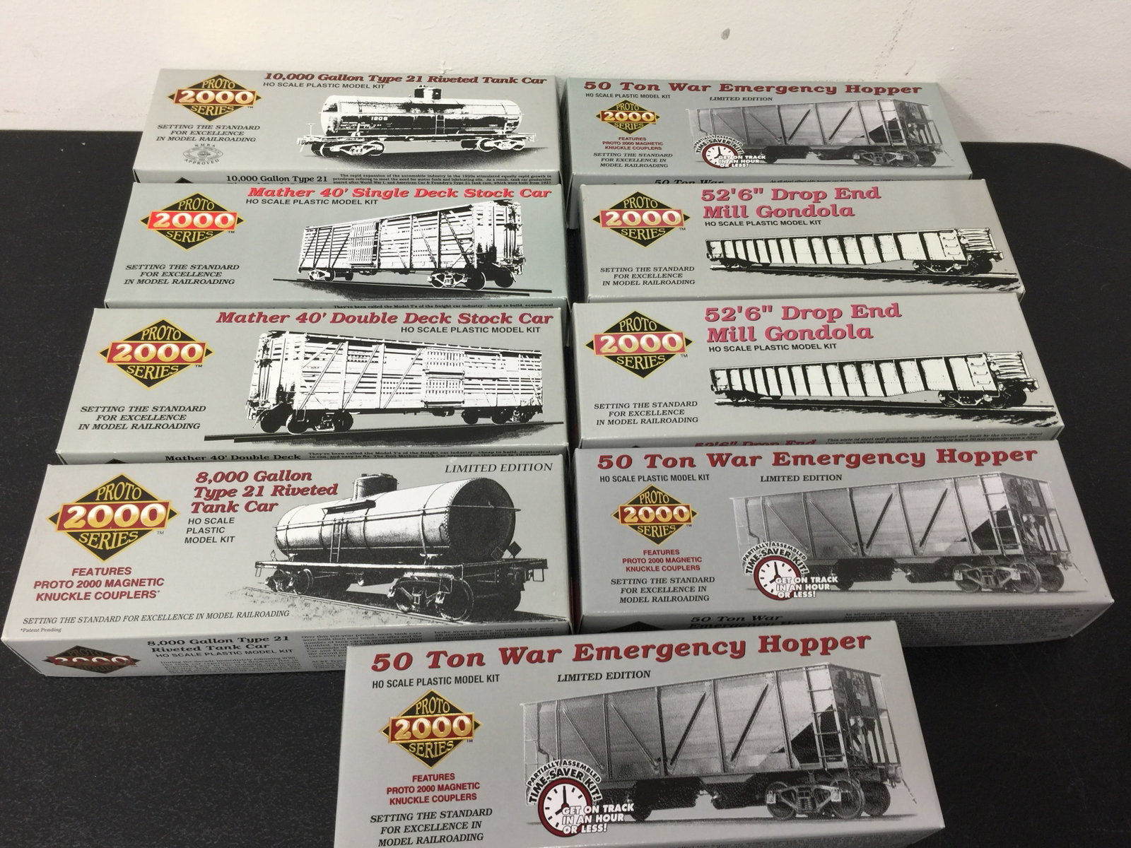 12 Proto Series HO Scale Cars: 2000, all nib.