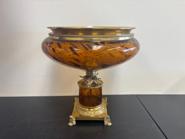 Art Glass and Brass Tazza