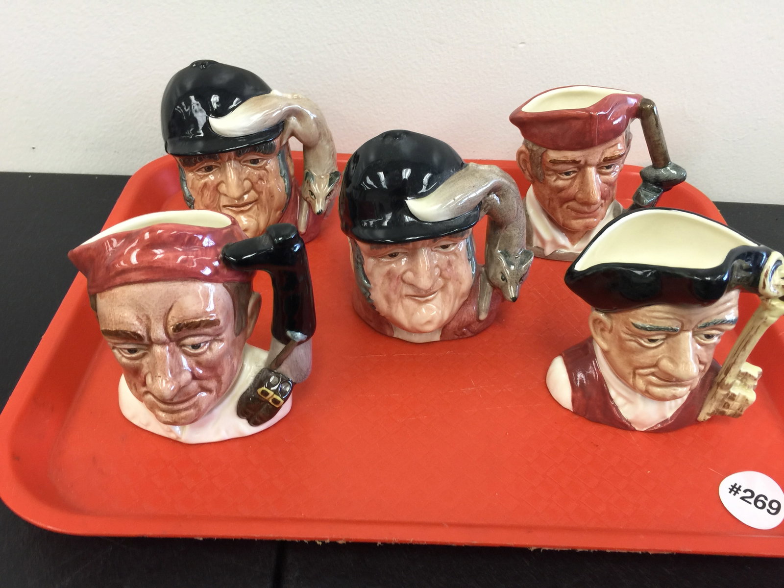 (5) Royal Doulton Toby Mugs: largest 4"H.
