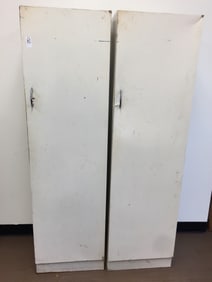 Pair Art Deco Enamel Kitchen Cabinets