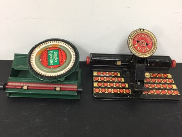 (2) Vintage Tin Toy Typewriters