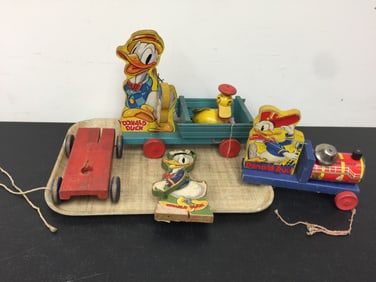 (3) Fisher Price Donald Duck Pull Toys