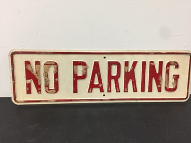 Vintage Enamel and Metal No Parking Sign