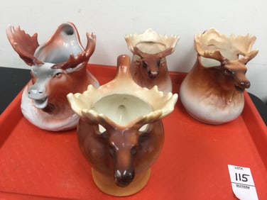 (4) Vintage Moose Head Creamers