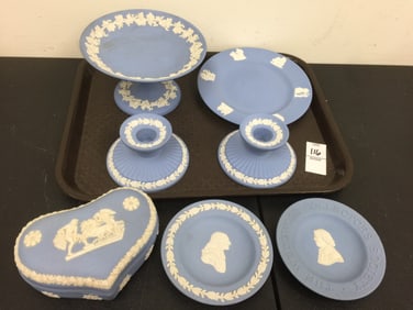 7 Pcs Wedgwood Blue Jasperware