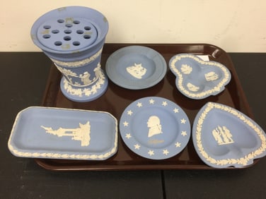 6 Pcs Wedgwood Blue Jasperware