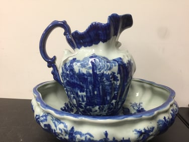 2 Pcs Flow Blue Style Ironstone