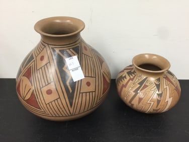 2 Pcs Artist Signed Olla Pottery