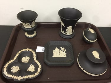 6 Pcs Black Wedgwood Jasperware