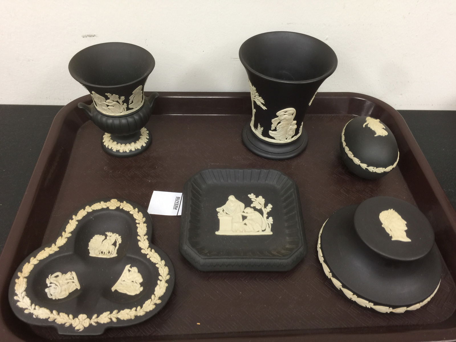 6 Pcs Black Wedgwood Jasperware (1 of 3)