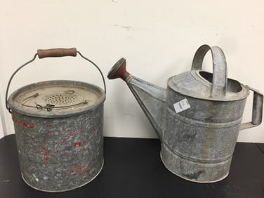 Galvanized Watering Can & Minnow Bucket
