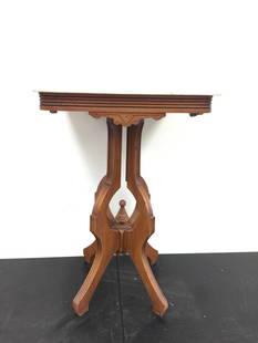 Antique Marble Top Stand: 18" x 14" x 30". Sits on walnut base.