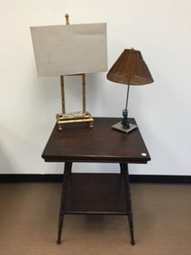 Antique Oak Stand w/Lamps
