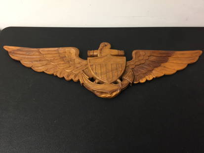 Carved Navy Wall Plaque: 36"W.