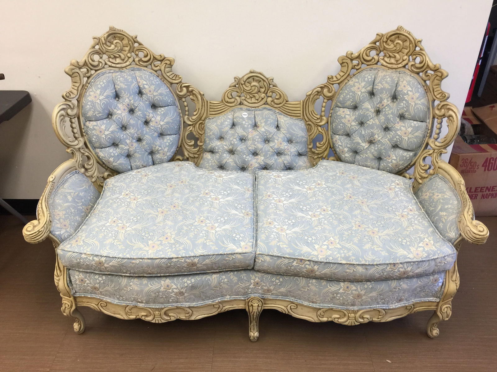 Hausser French Country Sofa: 64" x 33" x 42", has makers tag