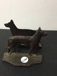 Antique Cast Iron Dog Bookends: 6"L.