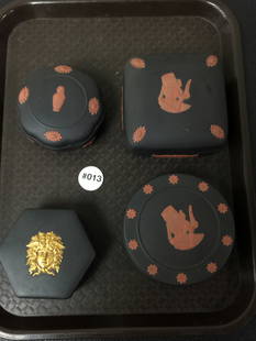 (4) Wedgwood Egpytian Boxes: largest 4"W.