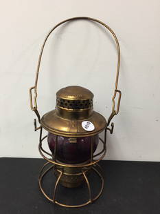 PRR Lantern: red globe, 10"H.