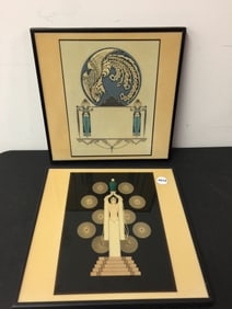 Pair Erte Art Deco Lithograph