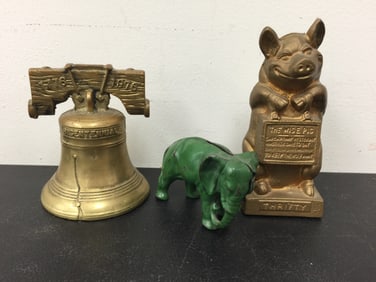 (3) Cast Iron Banks