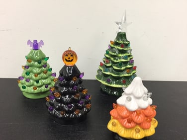 (4) Holiday Ceramic Trees
