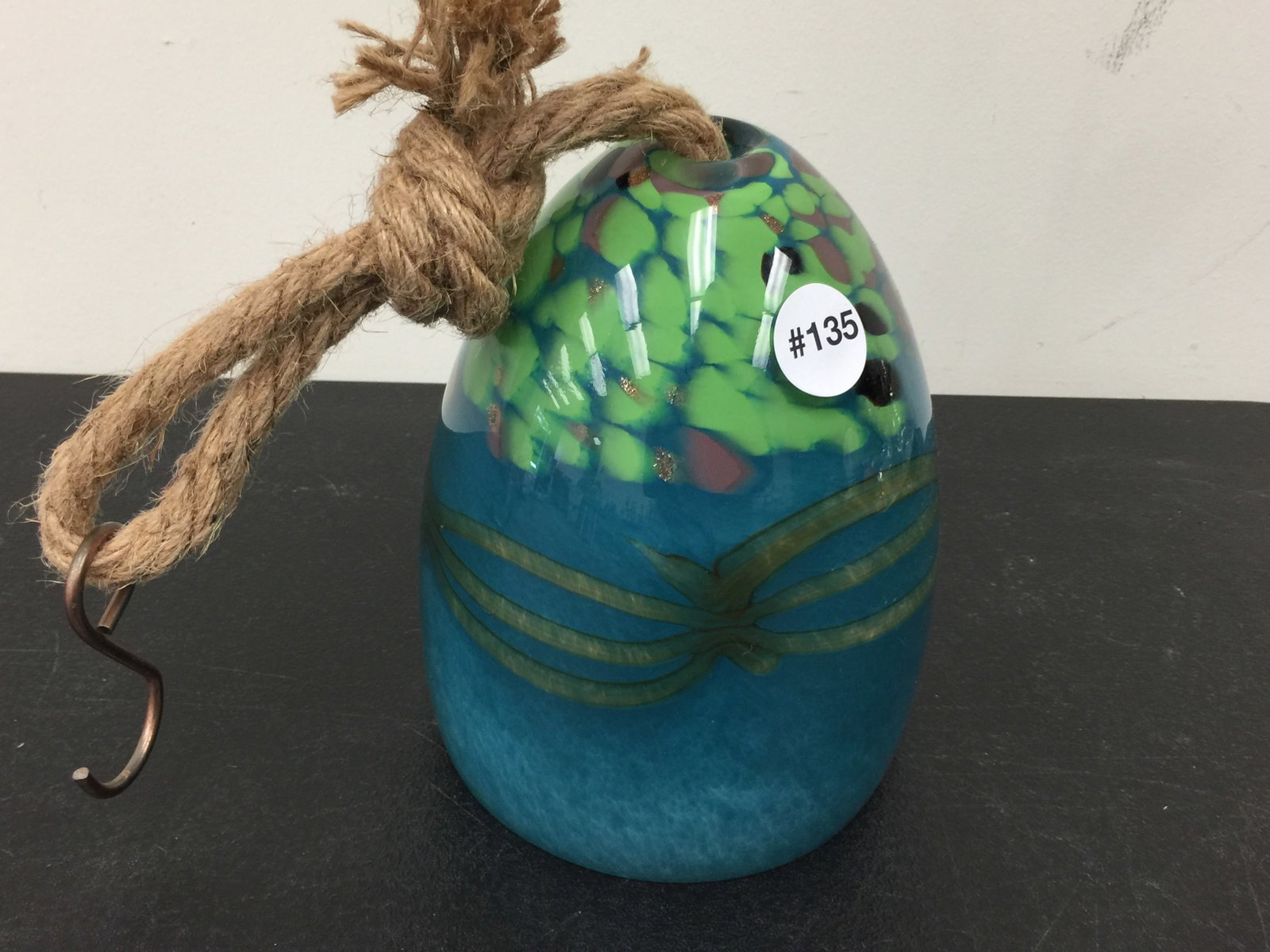 Art Glass Bell: Artisan made. Glass measures 7.5" H.