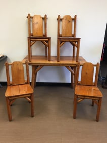 Adirondack Pine Table and Four Chairs