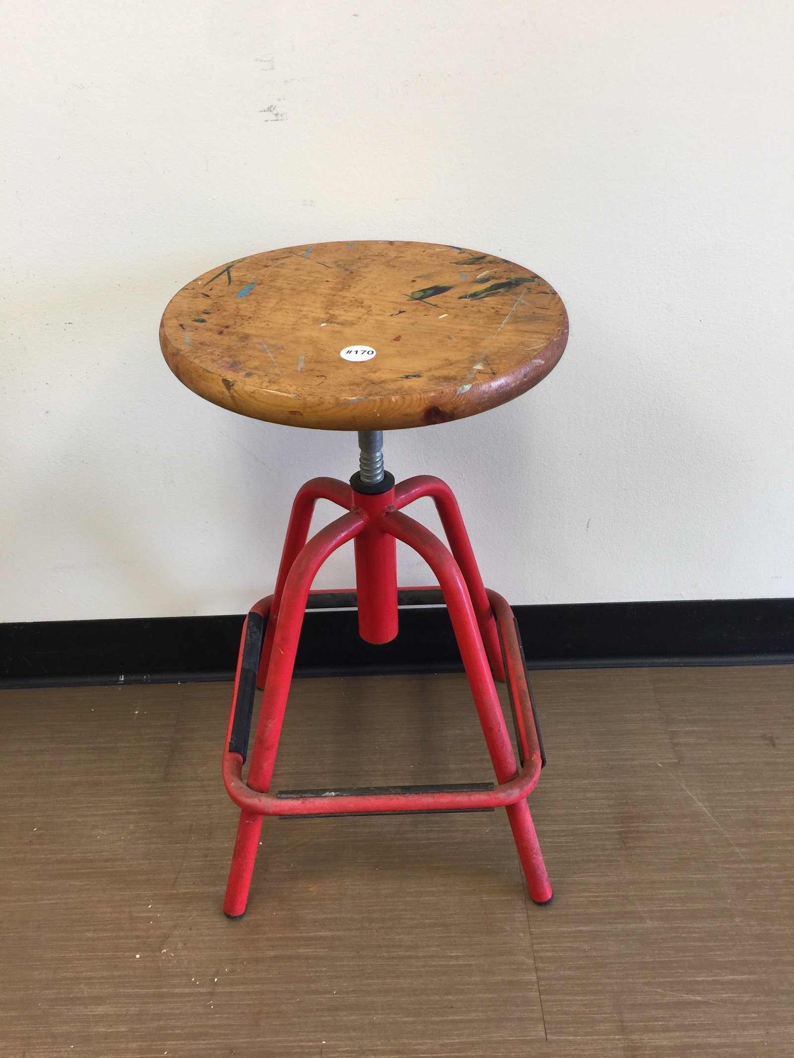 Industrial Stool: 13" round seat, 24" base is adjustable