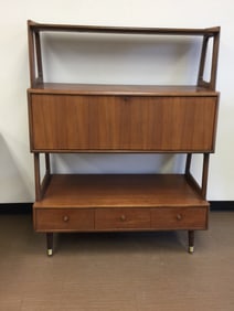 Saginaq MCM Walnut Bookcase Desk