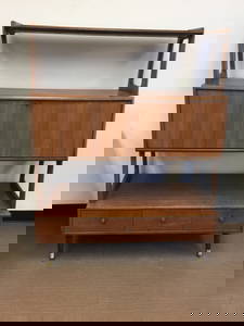 Saginaq MCM Walnut Bookcase Desk