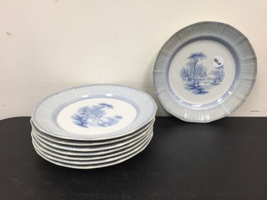8 Transferware Doria Plates