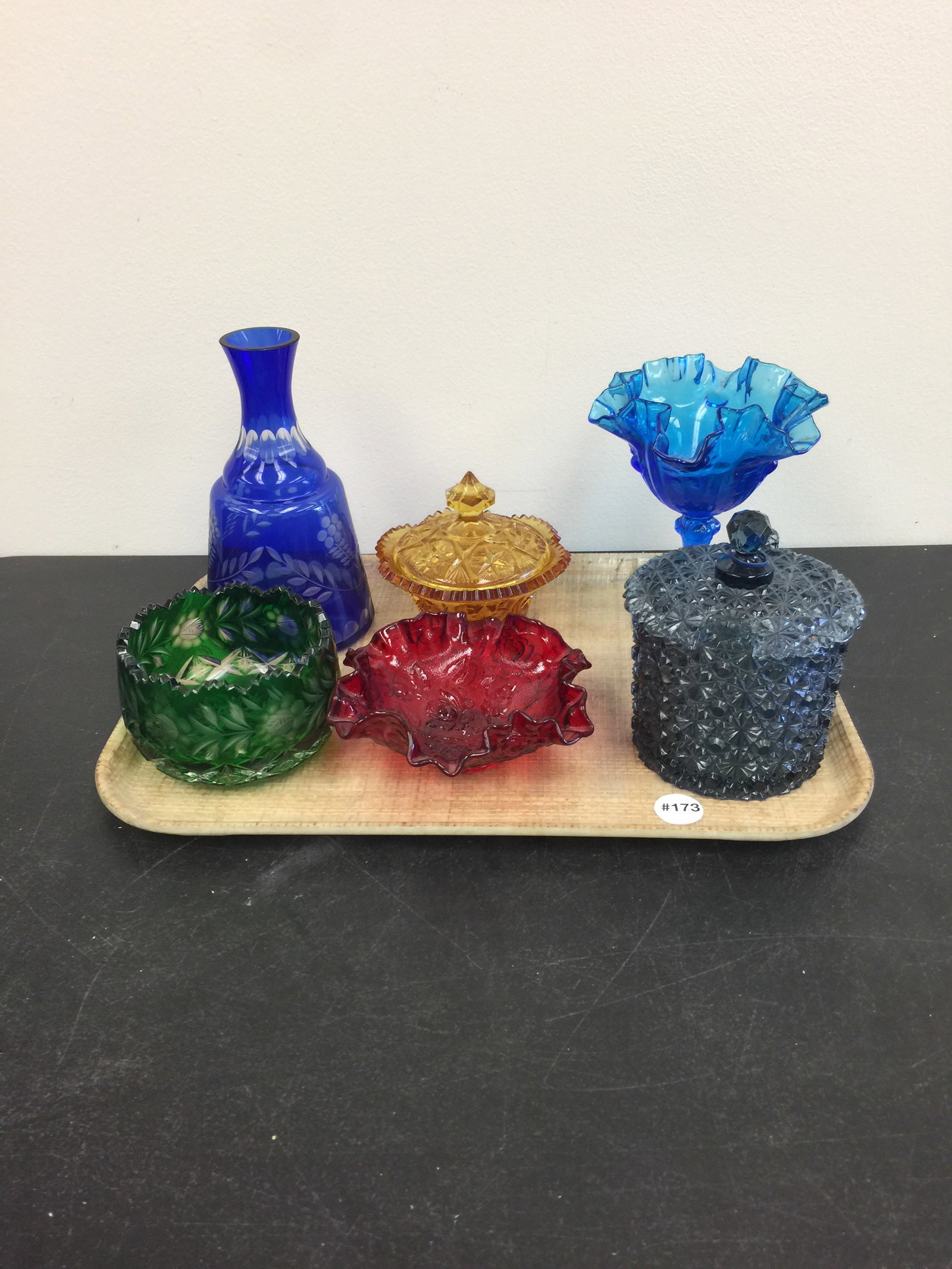 Colored Glass Lot: Largest 8" H