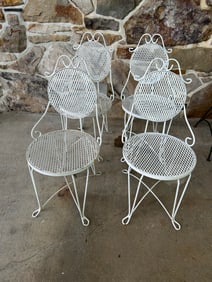 Nest of (4) MCM Wrought Iron Chairs