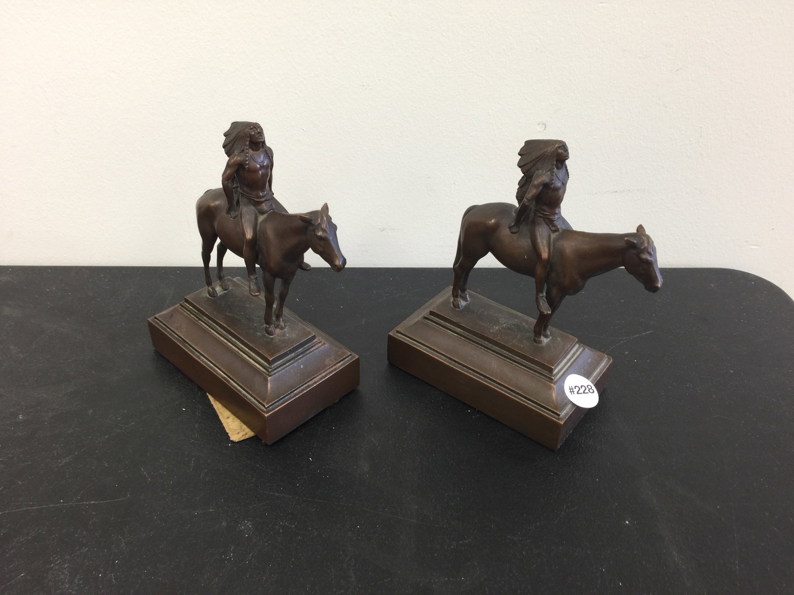 Pair of Native American Iron Bookends: 7.5" L